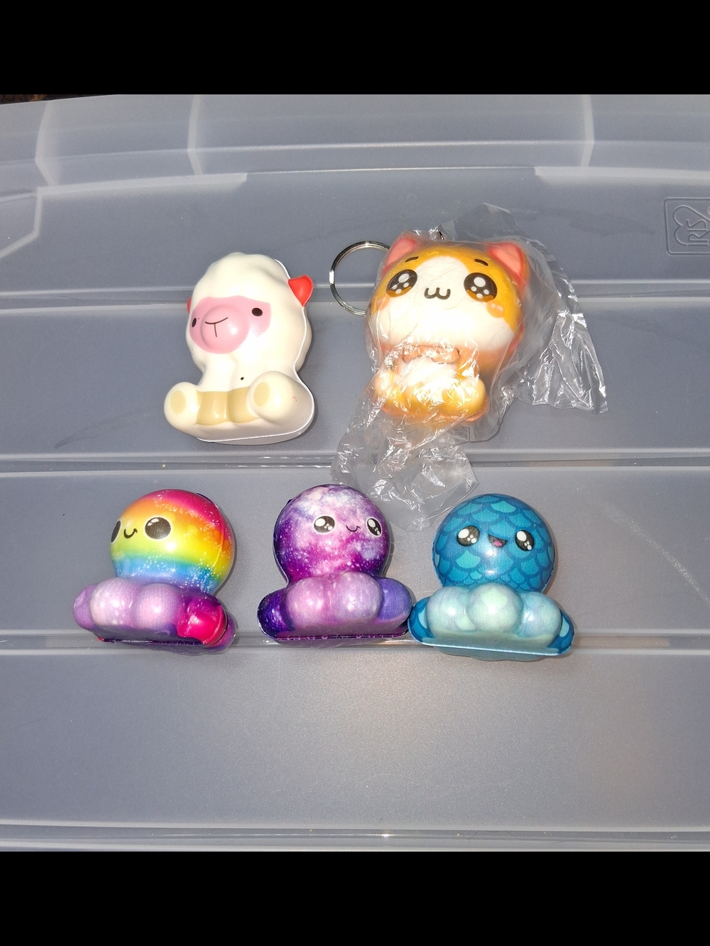 Cute Assorted Small Squishy Toy Set - Rainbow, Purple, Blue, White, Orange